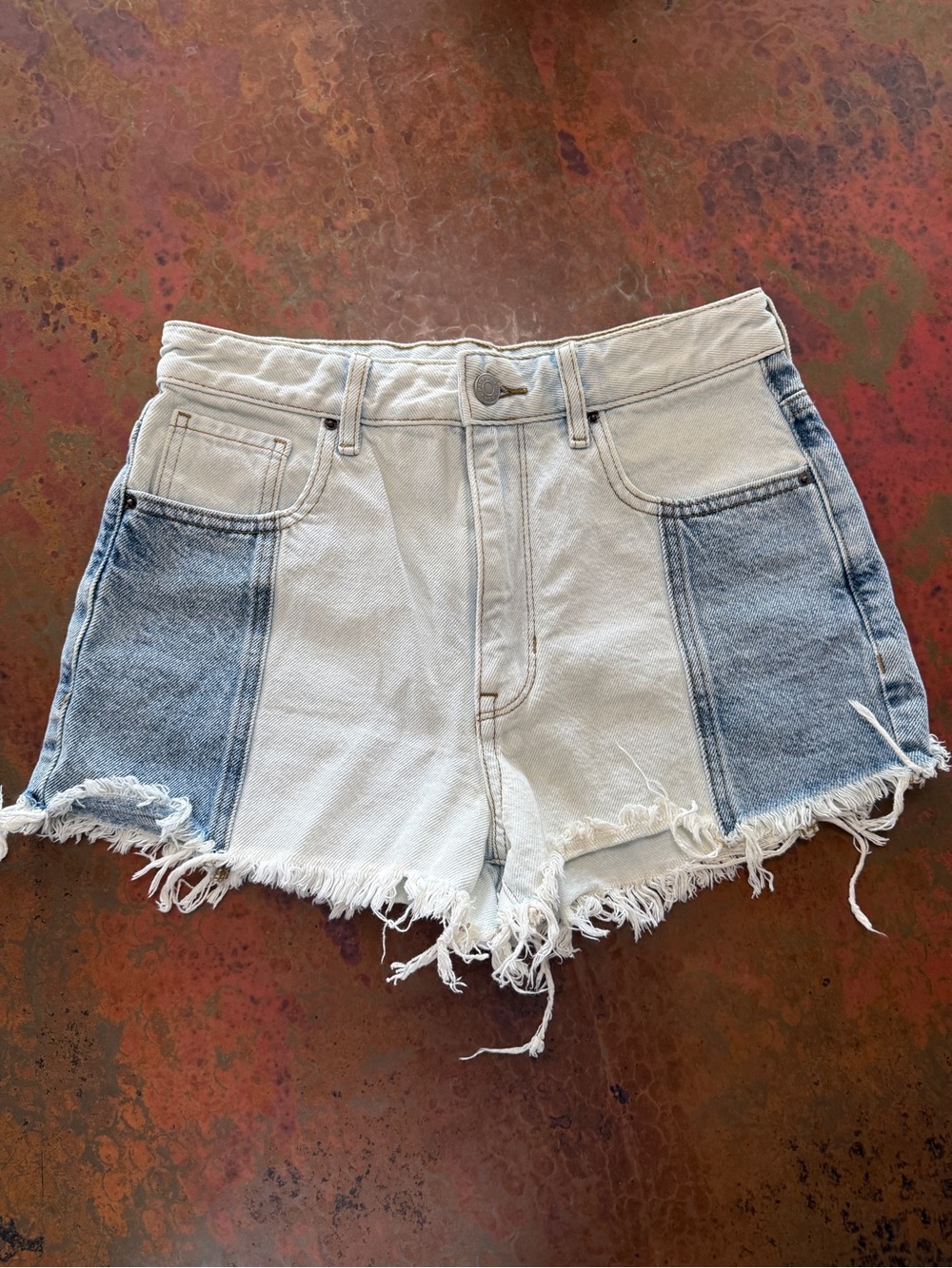 PacSun Carnival- Two-Tone Light Denim Cutoff Shorts